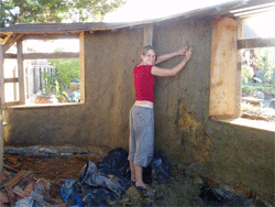 Straw Bale wall is Plastered